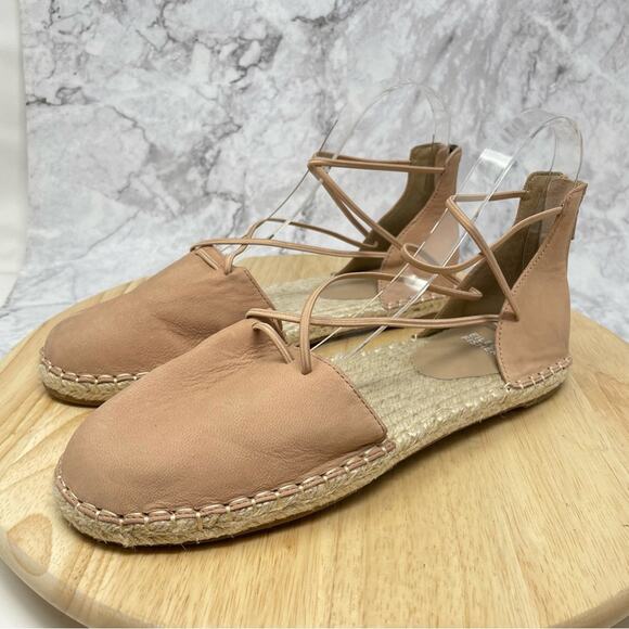 Eileen Fisher Lace Up Espadrille Flats Size 9 New - Picture 1 of 12